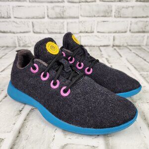 Allbirds Smallbirds Wool Runner Youth Size 3 Black Teal Sole Lace Running Shoes